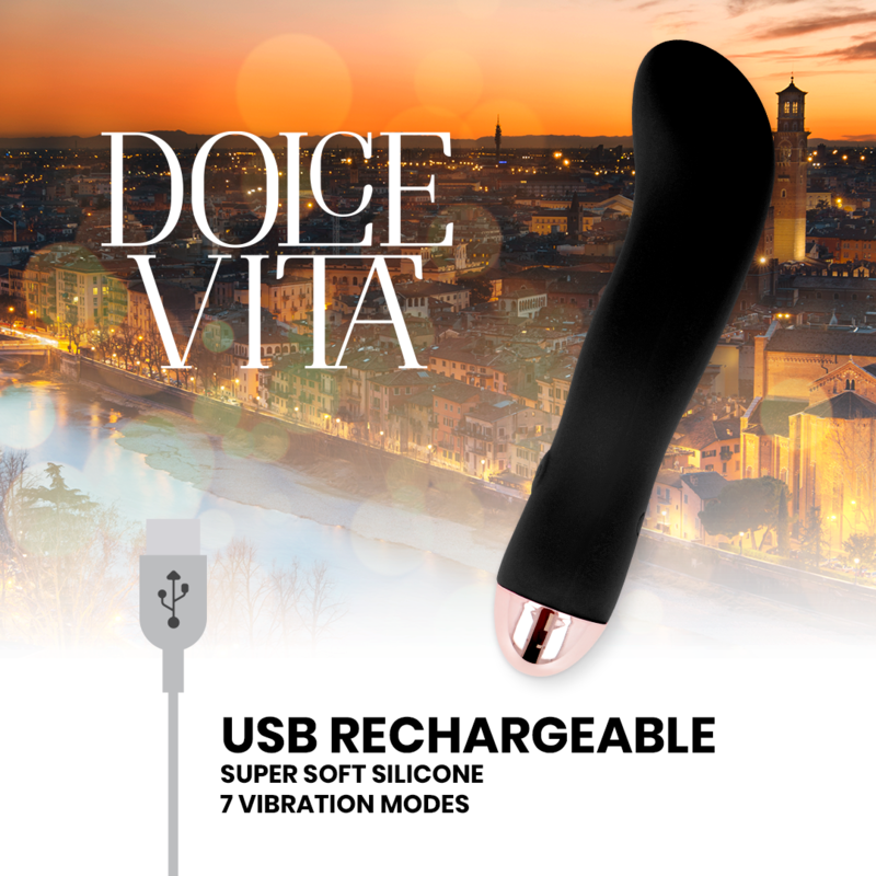 DOLCE VITA - AUFLADBARER VIBRATOR ZWEI SCHWARZ 7 GESCHWINDIGKEIT – Bild 4