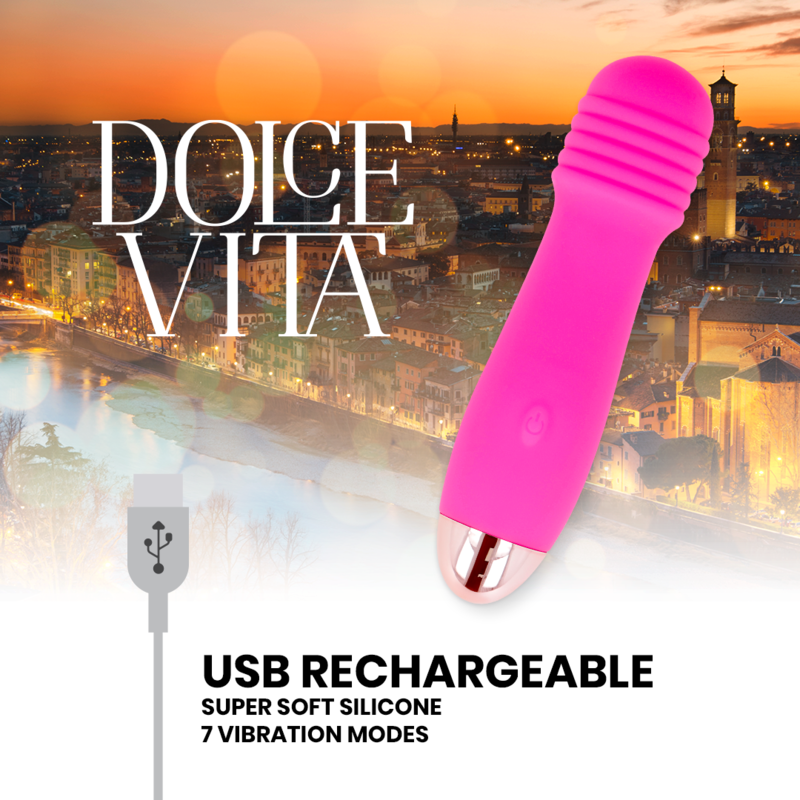 DOLCE VITA - AUFLADBARER VIBRATOR DREI ROSA 7 GESCHWINDIGKEITEN – Bild 3