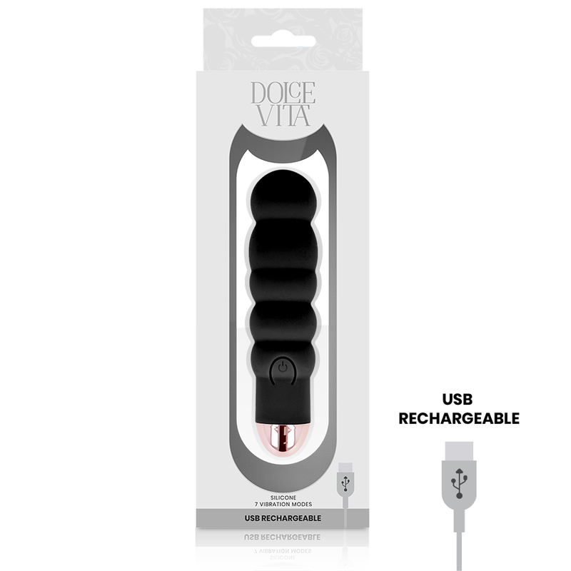 DOLCE VITA - AUFLADBARER VIBRATOR SECHS SCHWARZ 7 GESCHWINDIGKEITEN – Bild 2