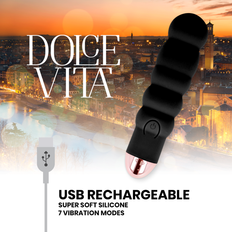 DOLCE VITA - AUFLADBARER VIBRATOR SECHS SCHWARZ 7 GESCHWINDIGKEITEN – Bild 3