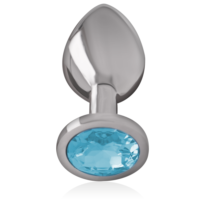 INTENSE - ANALPLUG AUS ALUMINIUMMETALL MIT BLAUEM GLAS, GRÖSSE M – Bild 2
