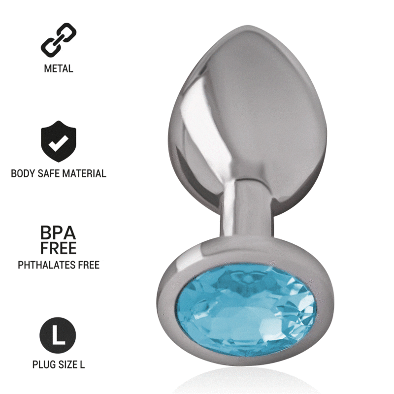 img_138037_337696a84b9183606b0f49e090b45911_1.gif INTENSE - ANALPLUG AUS ALUMINIUMMETALL MIT BLAUEM KRISTALL, GRÖSSE L