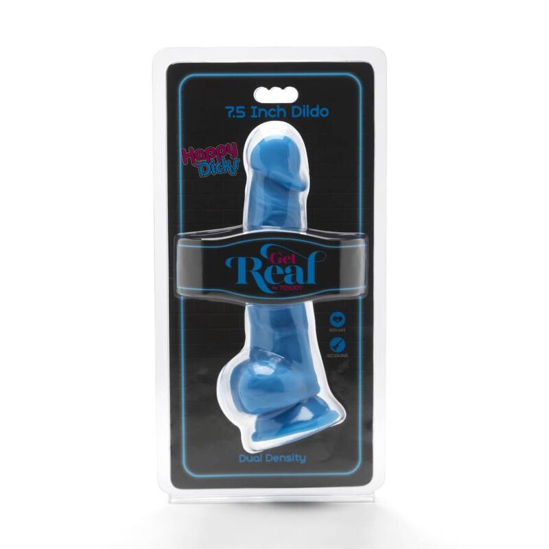 GET REAL - HAPPY DICKS 19 CM MIT BLLEN BLAU – Bild 2