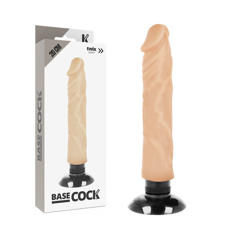 BASECOCK - REALISTISCHER VIBRATOR 2-1 SCHWARZ 20 CM