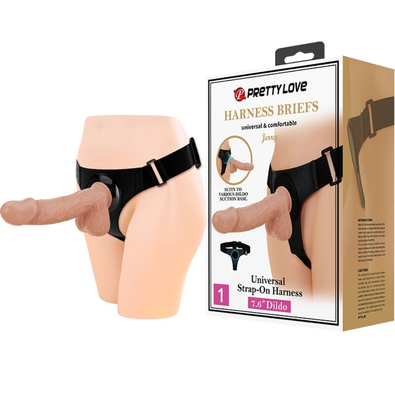 img_145101_1263209d7e79cc272767f0d4039e195a_1.jpg PRETTY LOVE - HARNESS-HOSE UNIVERSAL-HARNESS MIT DILDO JERRY 21.8 CM NATUR