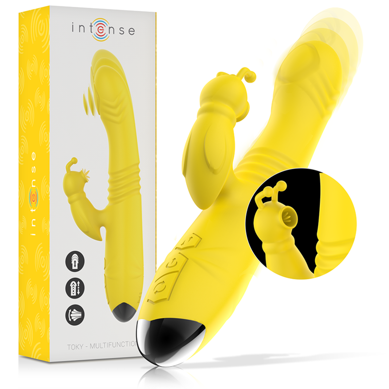 INTENSE - TOKY MULTIFUNKTIONSVIBRATOR UP  DOWN MIT KLITORELSTIMULATOR GELB