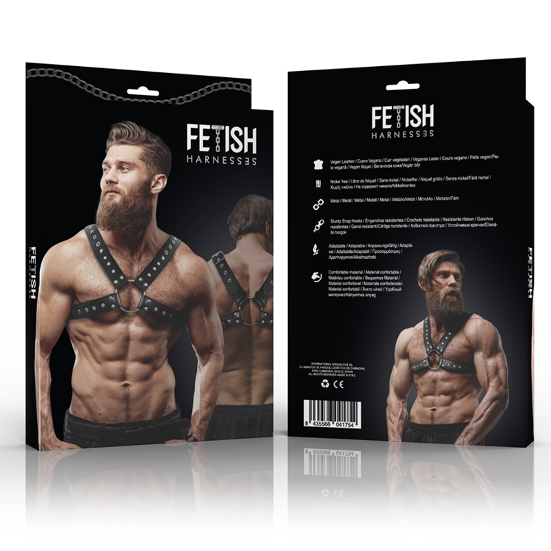 FETISH SUBMISSIVE ATTITUDE - BRUSTHARNESS AUS ÖKOLEDER MIT NIETEN FÜR HERREN – Bild 4