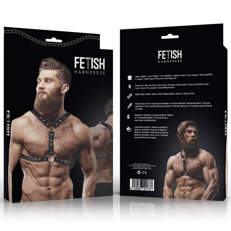 FETISH SUBMISSIVE ATTITUDE - BRUSTHARNESS AUS ÖKOLEDER MIT DOPPELTER UNTERSTÜTZUNG UND NIETEN FÜR MNNER – Bild 4