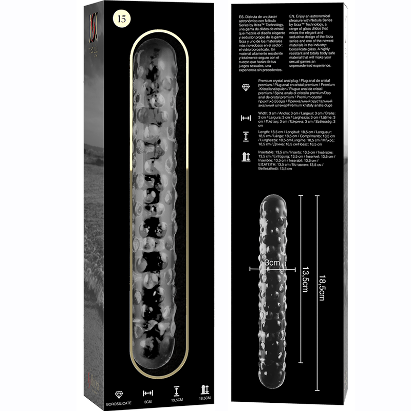 NEBULA SERIES BY IBIZA - MODELL 15 DILDO BOROSILIKATGLAS 18,5 X 3 CM KLAR – Bild 4