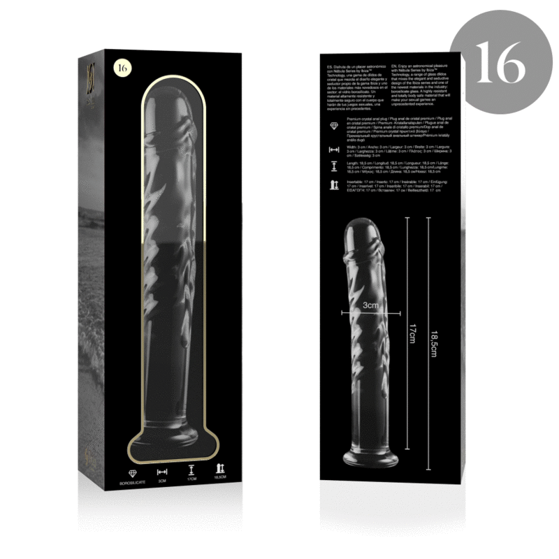 img_151271_bd4a3dee8423ecd9cd77a4da06c0a55b_1.gif NEBULA SERIES BY IBIZA - MODELL 16 DILDO BOROSILIKATGLAS 18,5 X 3 CM KLAR