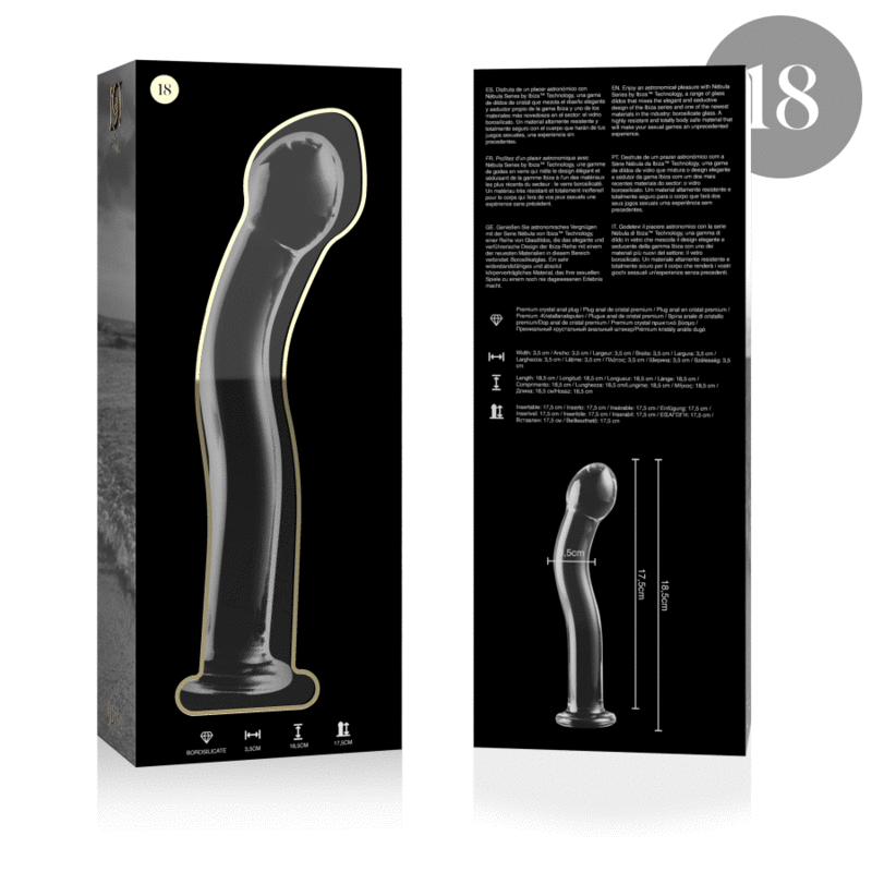 img_151446_e59810f00c3e840e7909bfb438bfcbe6_1.gif NEBULA SERIES BY IBIZA - MODELL 18 DILDO BOROSILIKATGLAS 18,5 X 3,5 CM KLAR