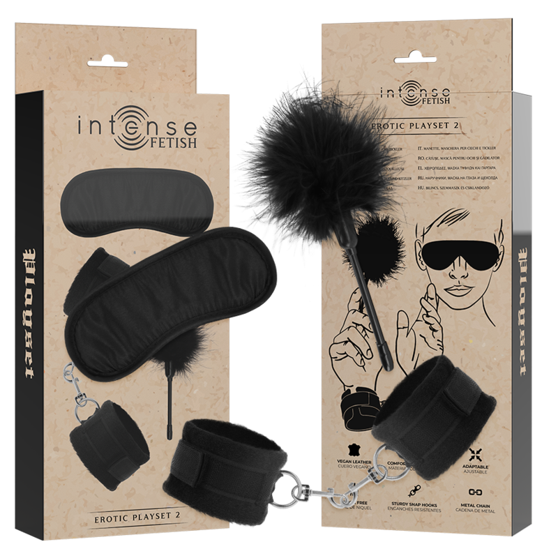 INTENSE - FETISH EROTIKSPIELSET 2 MIT HANDSCHELLEN, BLINDMASKE UND KITZEL