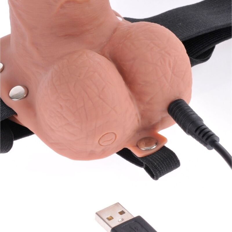FETISH FANTASY SERIES - VERSTELLBARES GURT REALISTISCHER PENIS MIT WIEDERAUFLADBAREN BLLEN UND VIBRATOR 17,8 CM – Bild 4
