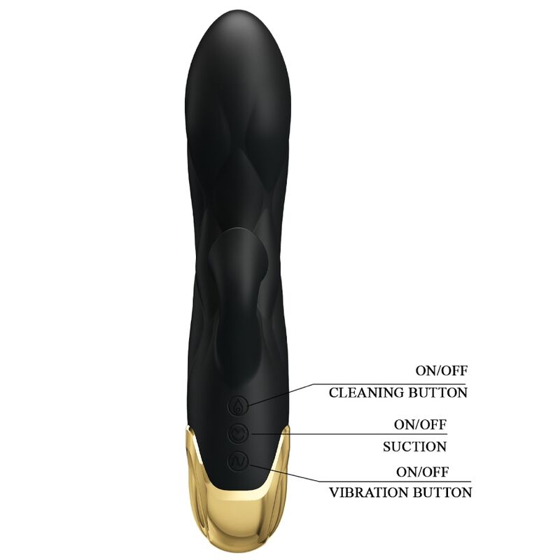 PRETTY LOVE - SCHWARZER WIEDERAUFLADBARER, VERGOLDETER LUXUSVIBRATOR – Bild 3
