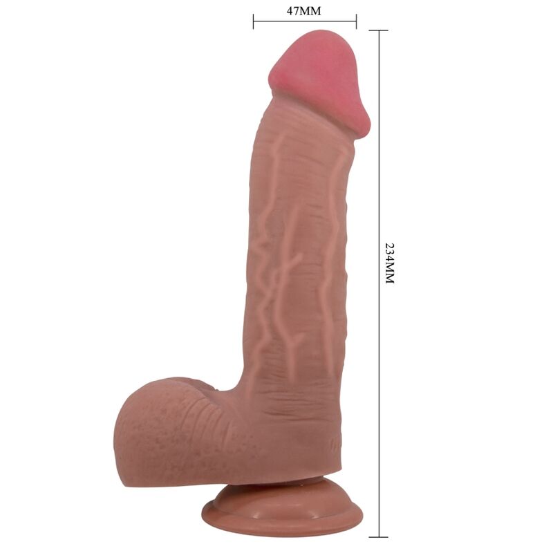 PRETTY LOVE - REALISTISCHER DILDO DER SLIDING SKIN-SERIE MIT SLIDING SKIN-SAUGNAPF BRAUN 23,4 CM – Bild 4