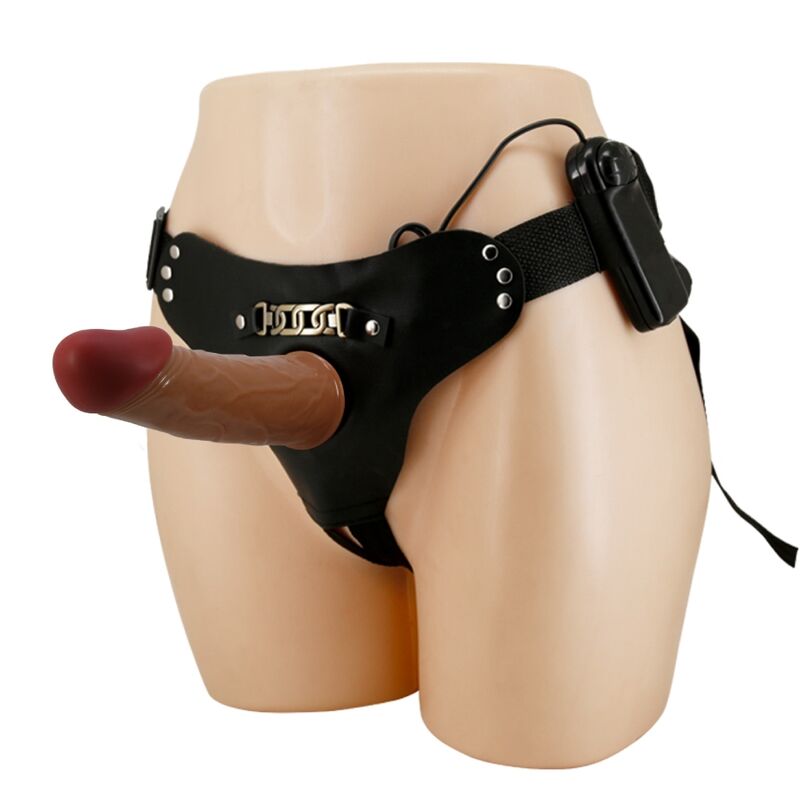 PRETTY LOVE - STARKS HARNESS SLIP MULTI-SPEED VIBRATION DILDO 17,5 CM HELLBRAUN