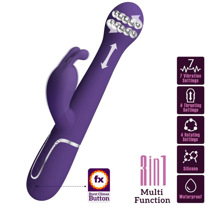 img_181772_77d1d8dcf00a2f4e2f603cb02e4930f1_1.jpg PRETTY LOVE - DEJON RABBIT VIBRATOR 3 IN 1 MULTIFUNKTIONS-LILA