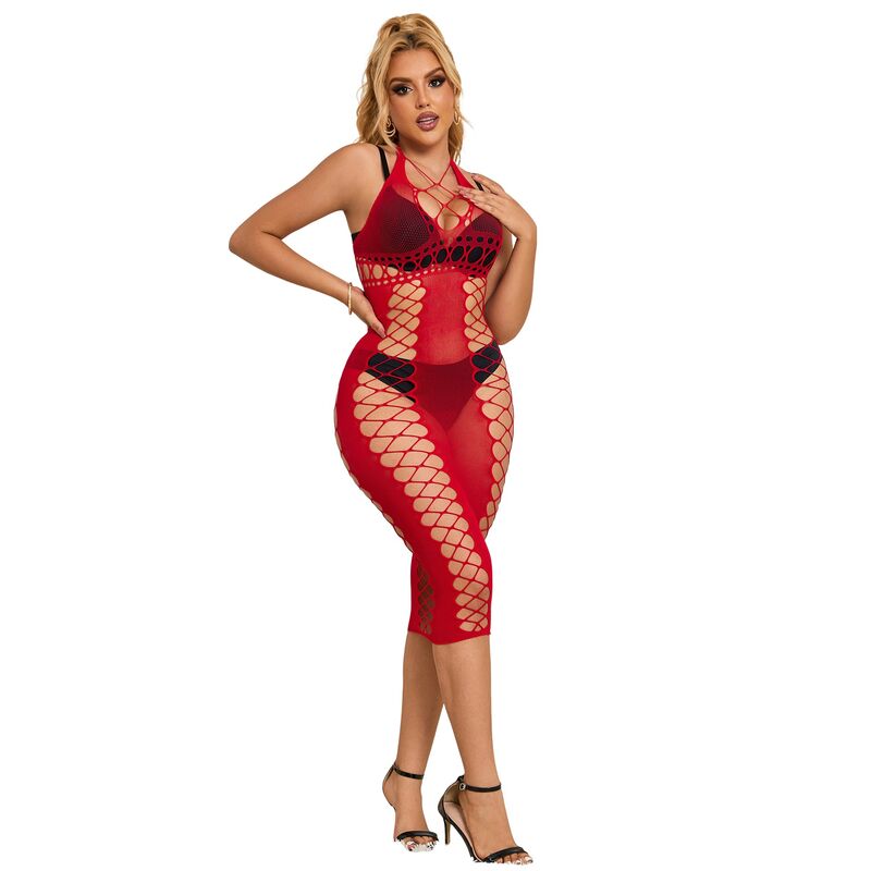 SUBBLIME - 952327 LANGES ROTES NETZ-KLEID EINE GRÖSSE – Bild 3