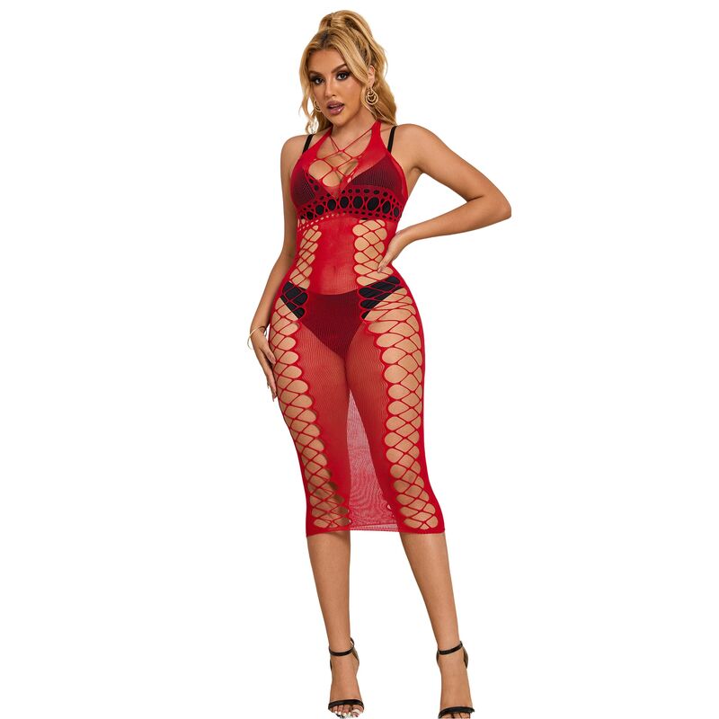 SUBBLIME - 952327 LANGES ROTES NETZ-KLEID EINE GRÖSSE – Bild 2