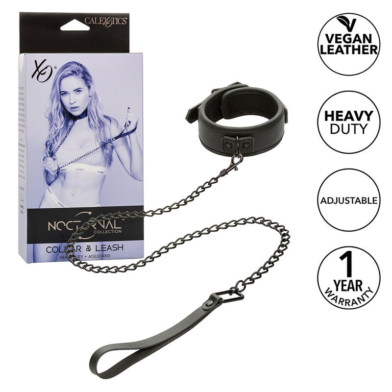 CALEXOTICS - NOCTURNAL HALSBAND  LEINE LEDER VERSTELLBAR SCHWARZ