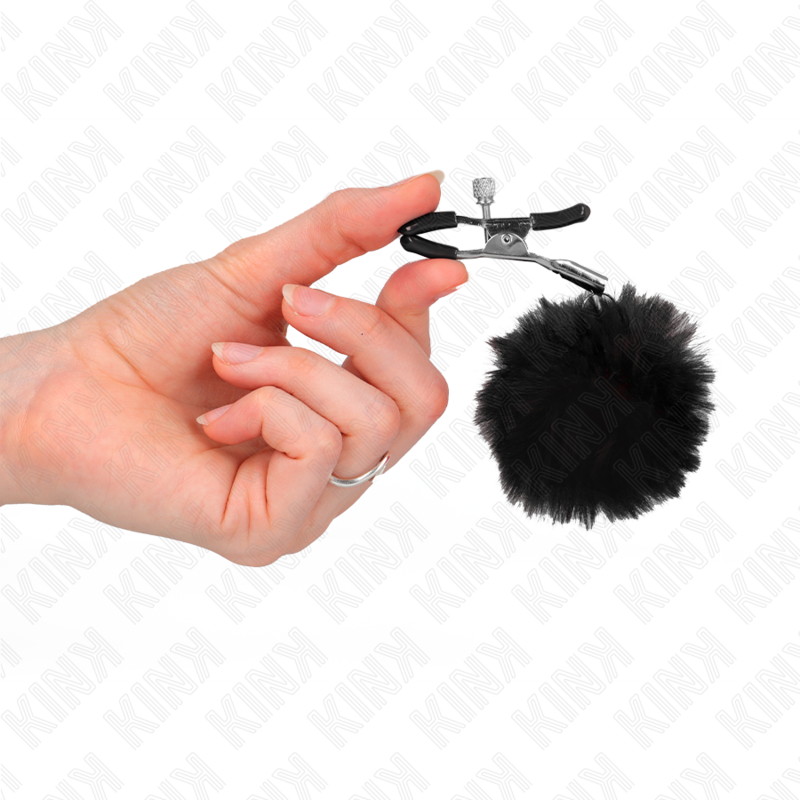 KINK - KUNSTFELLBALL-NIPPELKLAMMER SCHWARZ 6 CM – Bild 4