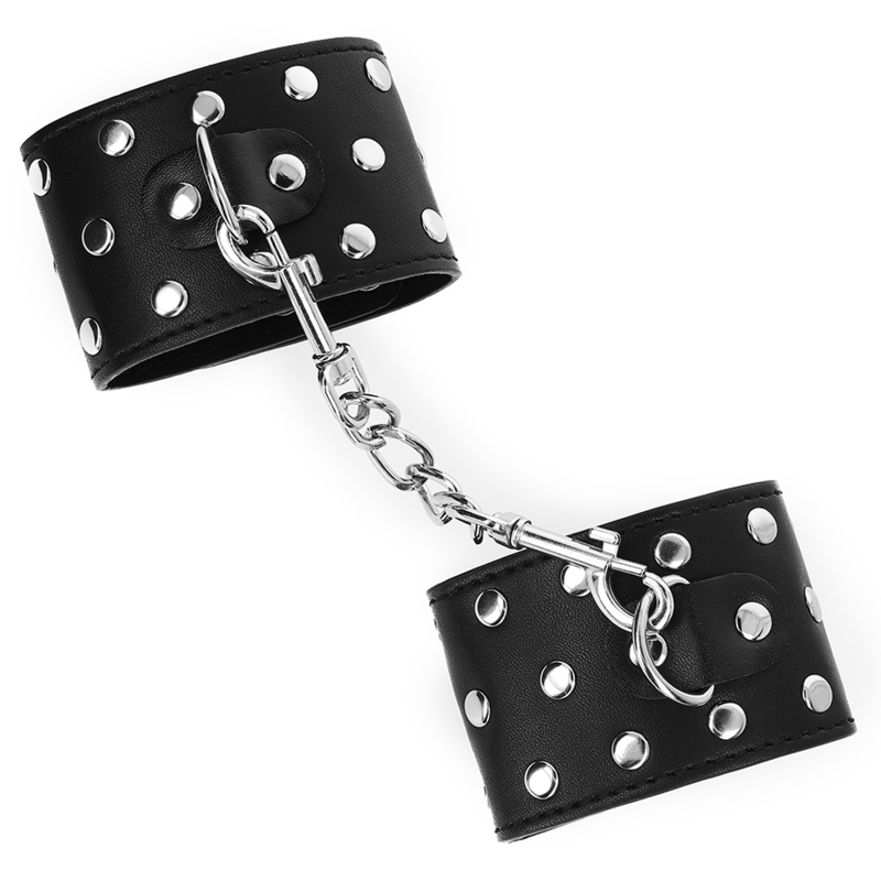 KINK - HANDGELENKFESSELN MIT DRUCKVERSCHLUSS VOLLER NIETEN SCHWARZ VERSTELLBAR 19-24 CM X 5,5 CM – Bild 4