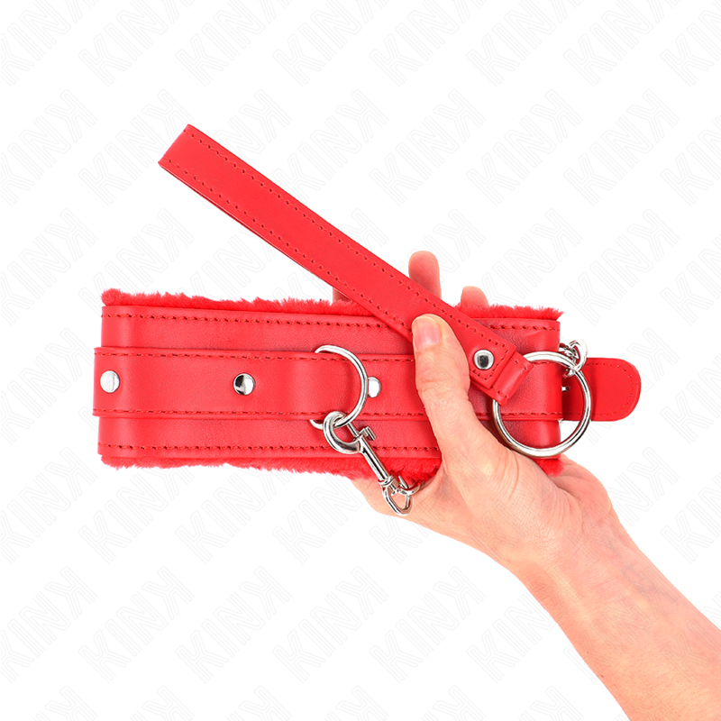 KINK - HALSBAND MIT LEINE 65 CM MIT EINSCHRÄNKUNGEN ROT 36-42 CM X 5,5 CM – Bild 4