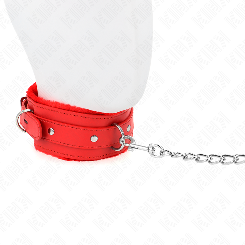 KINK - HALSBAND MIT LEINE 65 CM MIT EINSCHRÄNKUNGEN ROT 36-42 CM X 5,5 CM – Bild 5