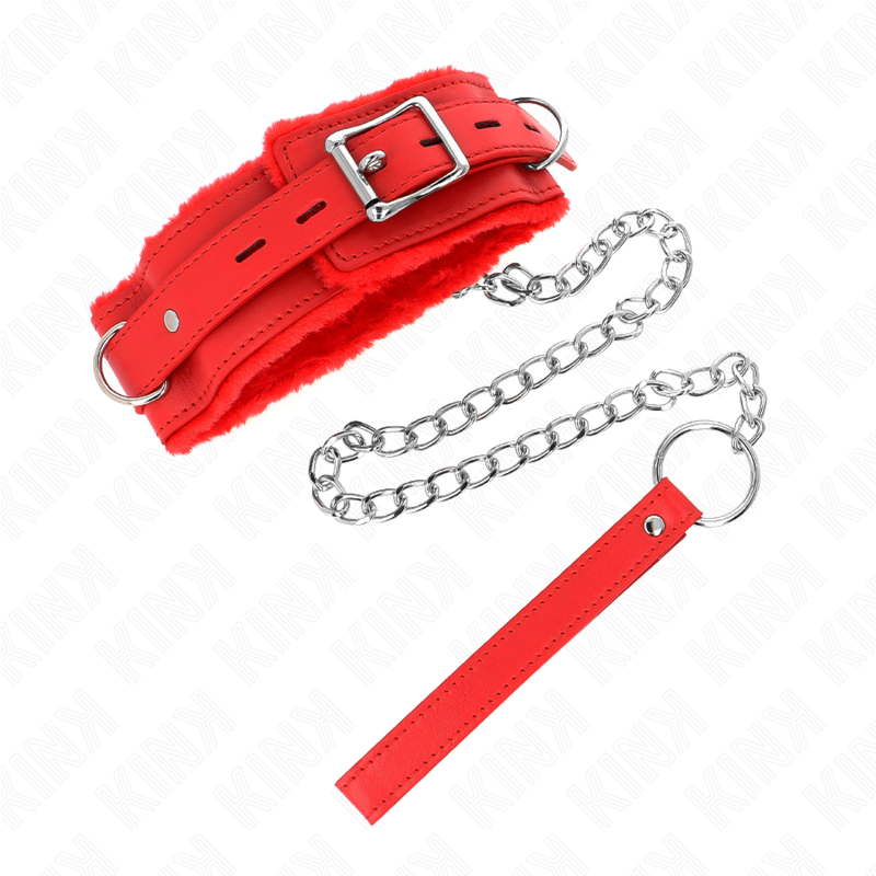 KINK - HALSBAND MIT LEINE 65 CM MIT EINSCHRÄNKUNGEN ROT 36-42 CM X 5,5 CM – Bild 3