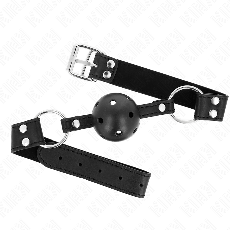 img_187708_a789c2f463776c4c5c1e3d83e5e4cc46_1.png KINK - ATMUNGSAKTIVER BALL 4 CM KNEBEL MIT DOPPELNIET MODELL 1 SCHWARZ 62,5 x 2,5 CM VERSTELLBAR 42-58 CM