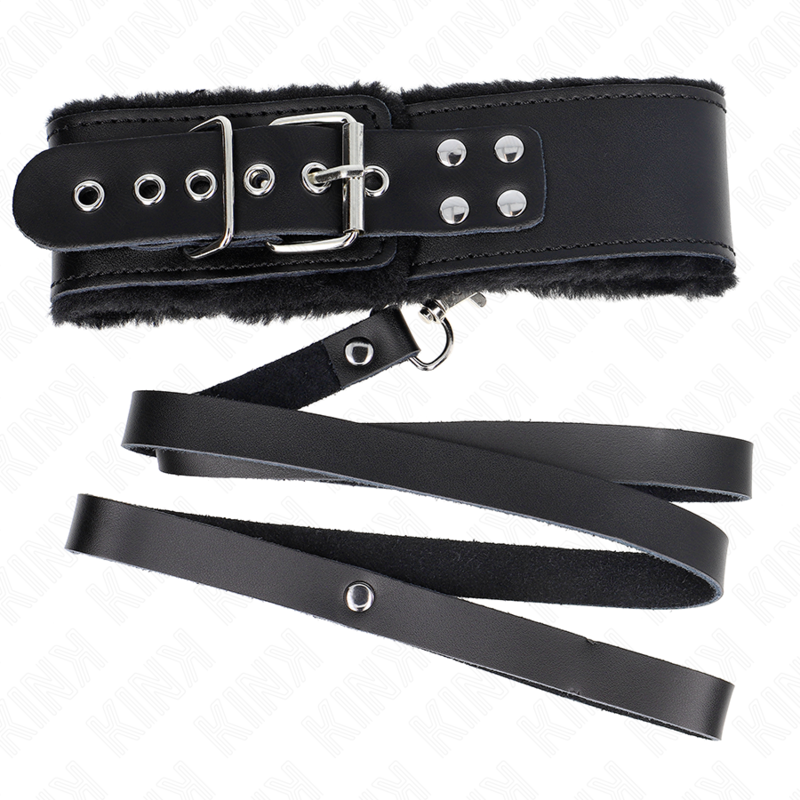 KINK - HALSKETTE MIT GÜRTEL 116 CM MIT SCHWARZEM LEDERBAND VERSTELLBAR 40-48 CM X 6 CM – Bild 5