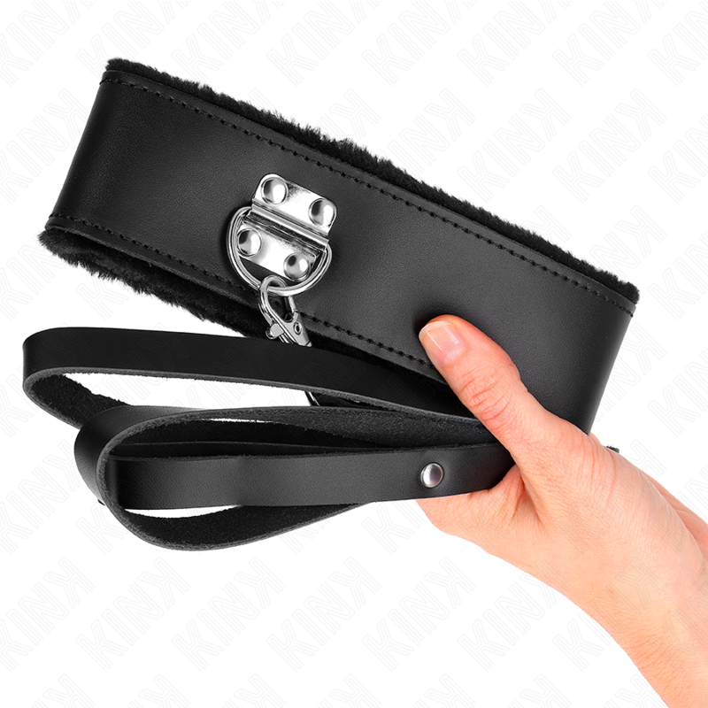 KINK - HALSKETTE MIT GÜRTEL 116 CM MIT SCHWARZEM LEDERBAND VERSTELLBAR 40-48 CM X 6 CM – Bild 3