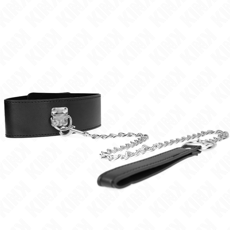KINK - HALSKETTE MIT GÜRTEL 65 CM MIT BREITEM SCHWARZEN RIEMEN VERSTELLBAR 33,5-41 CM X 5 CM – Bild 3