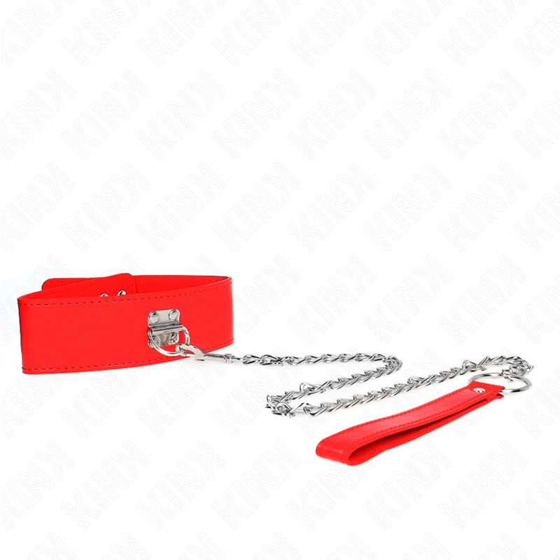 img_188748_3fb6139dad4f2ae37636775f4d1017a4_1.png KINK - HALSKETTE MIT GÜRTEL 65 CM MIT BREITEM ROTEN BAND VERSTELLBAR 33,5-41 CM X 5 CM