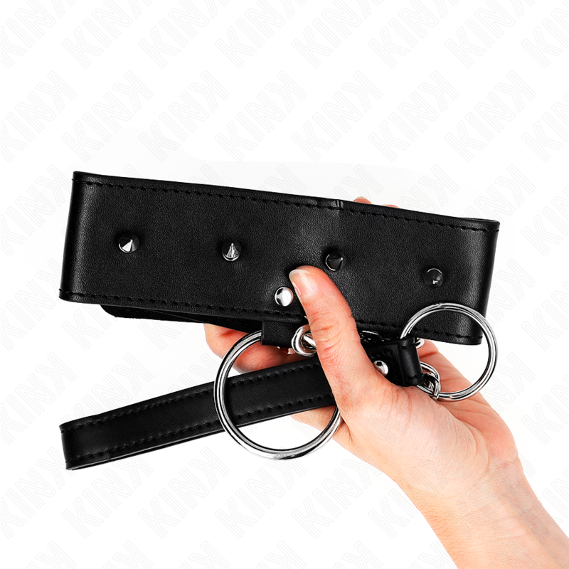 KINK - HALSKETTE 65 CM MIT LEINE MIT SILBERNEN NIETEN MODELL 2 VERSTELLBAR 36-43 CM X 5 CM – Bild 5