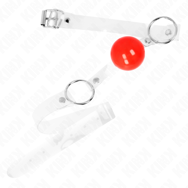 KINK - ROTER TRANSPARENTER PVC-BALL 4 CM KNEBEL VERSTELLBAR – Bild 2