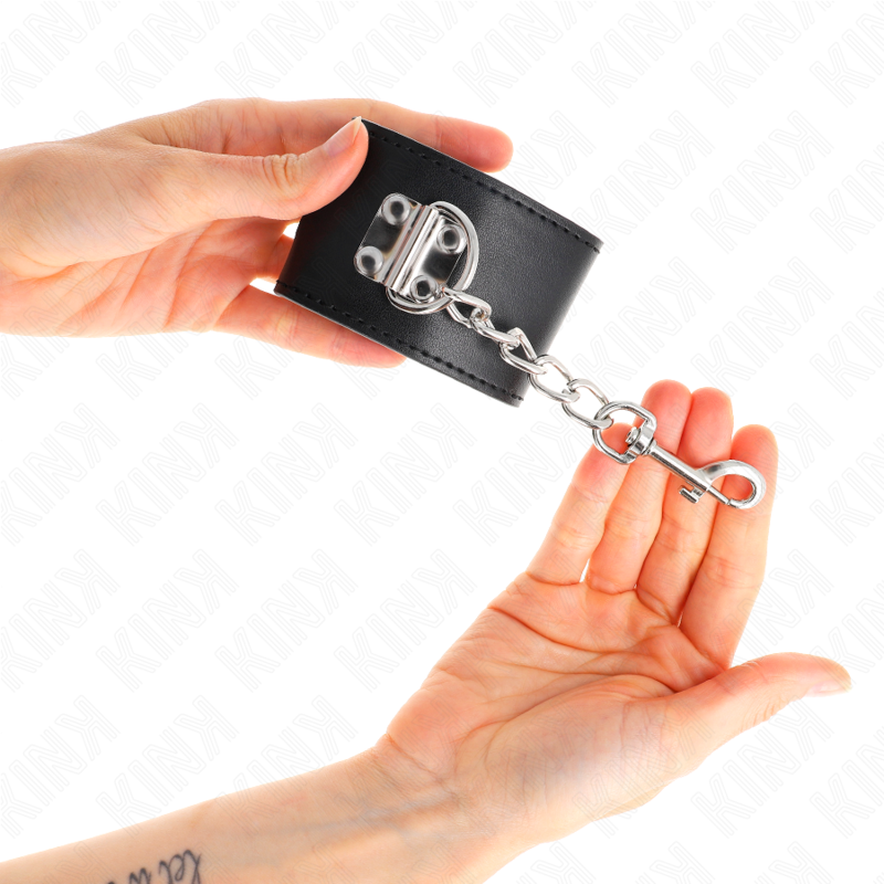KINK - HANDGELENKFESSELN MIT VORHÄNGESCHLOSS VERSCHLUSS SCHWARZ VERSTELLBAR 16-23 CM X 5,5 CM – Bild 3