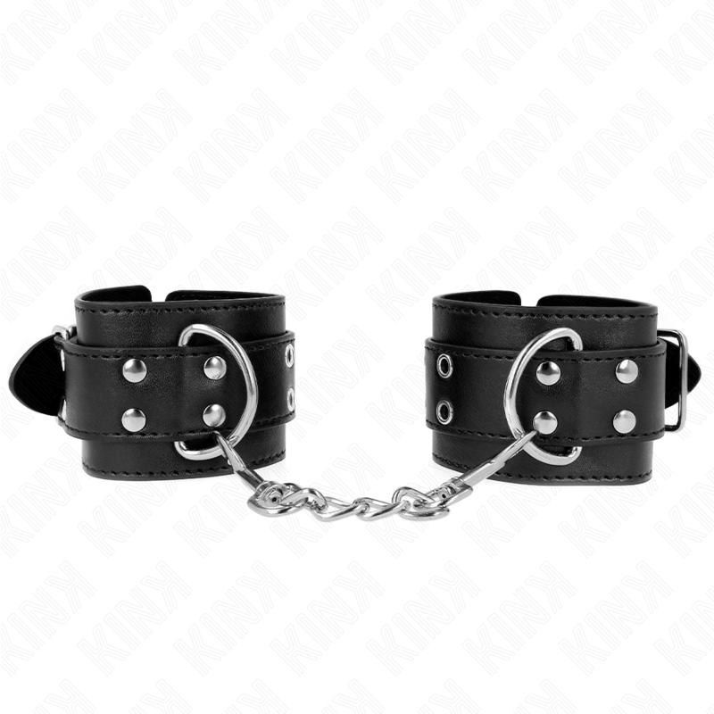img_189219_edafbc5939b73276baaf60117314ad5a_1.png KINK - HANDGELENKFESSEL MIT DOPPELTER SCHNALLE SCHWARZ VERSTELLBAR 19-26 CM