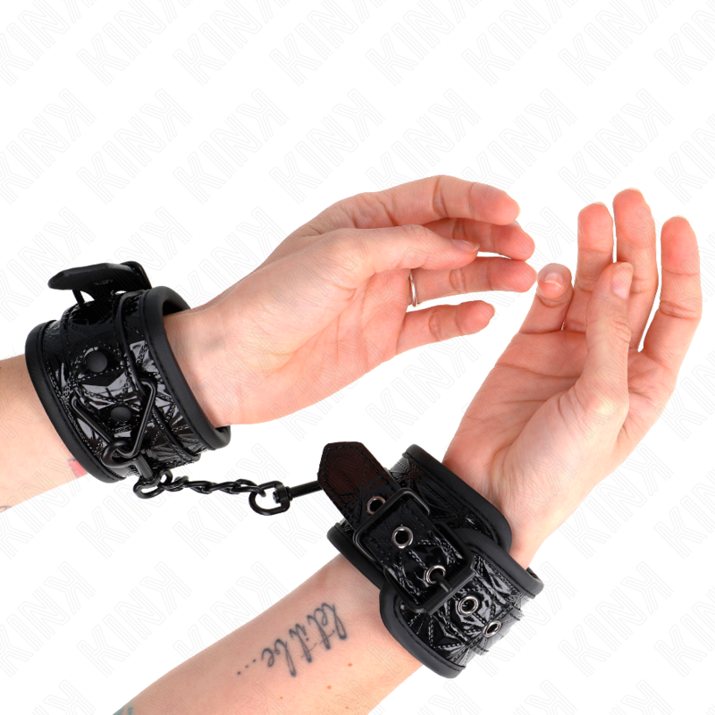 KINK - HANDGELENKFESSELN MIT RAUTENMUSTER, SCHWARZ, VERSTELLBAR, 17-26 CM X 5,5 CM – Bild 4
