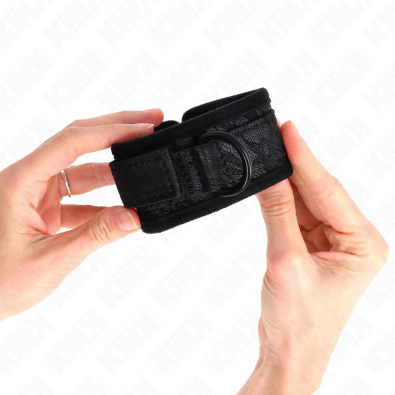 KINK - DARK LACE CUFFS NEOPRENE HANDGELENK MANSCHETTEN VERSTELLBAR SCHWARZ 20-29 CM X 5 CM – Bild 3