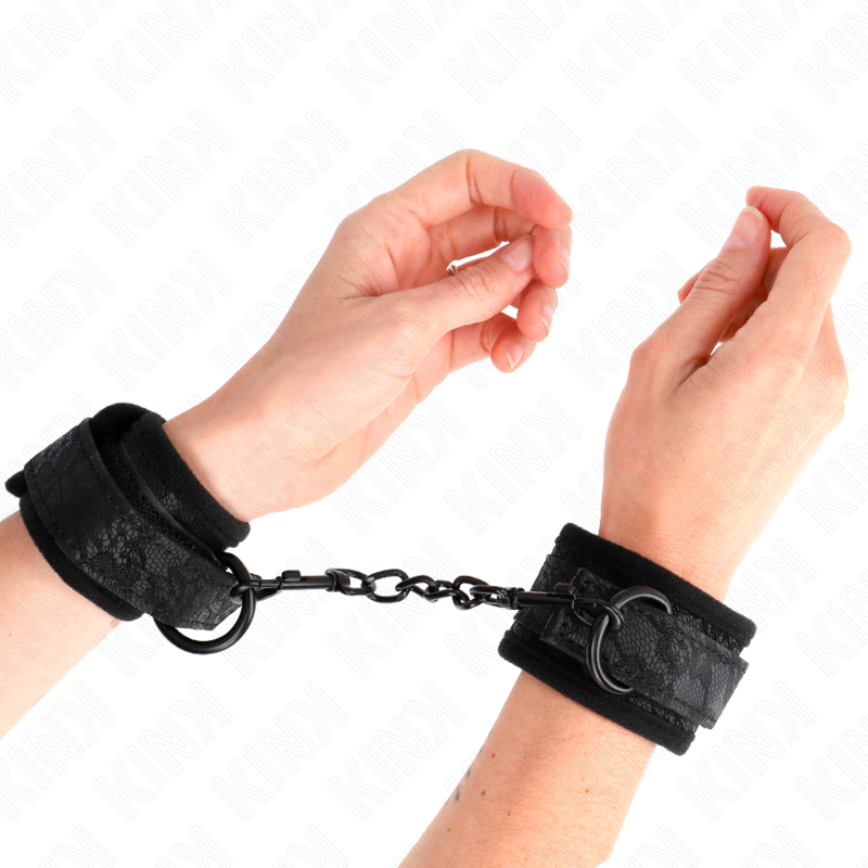 KINK - DARK LACE CUFFS NEOPRENE HANDGELENK MANSCHETTEN VERSTELLBAR SCHWARZ 20-29 CM X 5 CM – Bild 4
