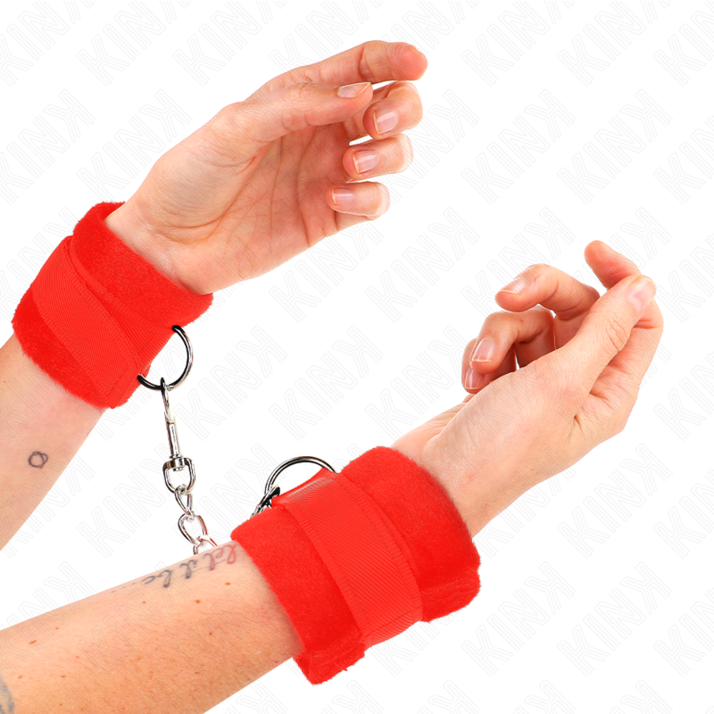 KINK - BEGINNER PELZHANDMANSCHETTEN ROT 30 X 7 CM – Bild 4