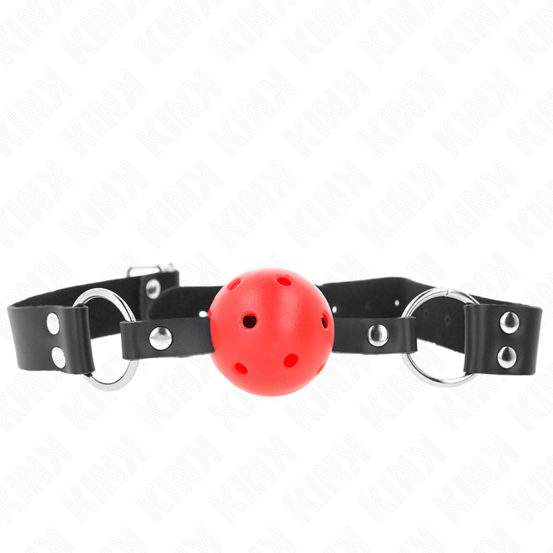 img_189660_82314b8bc87a98d958bc1326a60c7fcf_1.png KINK - ATMUNGSAKTIVER BALL 4 CM KNEBEL MIT DOPPELNIET ROT 62,5 x 2,5 CM VERSTELLBAR 42-58 CM