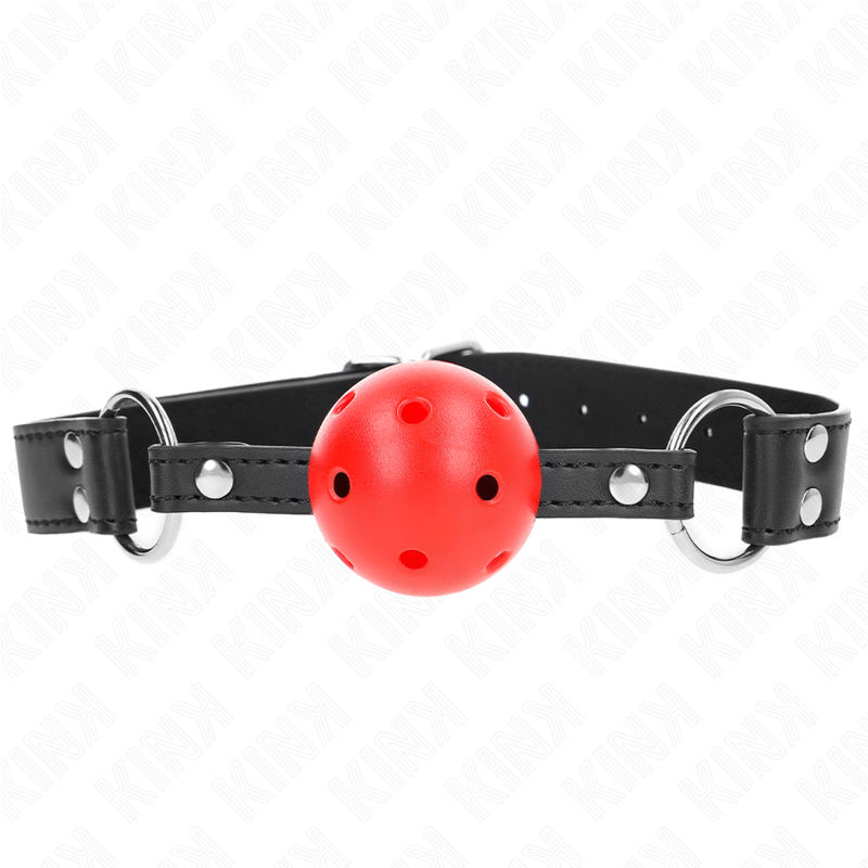 img_189665_4de91991d836df2d37a9947bb620e454_1.png KINK - ATMUNGSAKTIVER BALL 4 CM KNEBEL MIT DOPPELNIET LEDER 62,5 x 2,5 CM VERSTELLBAR 42-58 CM