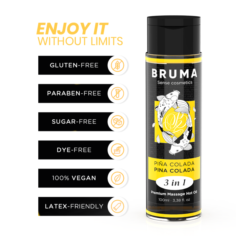 BRUMA - PREMIUM-MASSAGEÖL MIT WÄRMEEFFEKT, PINA COLADA-GESCHMACK 3 IN 1 - 100 ML – Bild 3