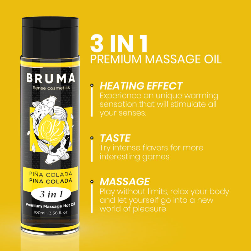 BRUMA - PREMIUM-MASSAGEÖL MIT WÄRMEEFFEKT, PINA COLADA-GESCHMACK 3 IN 1 - 100 ML – Bild 4