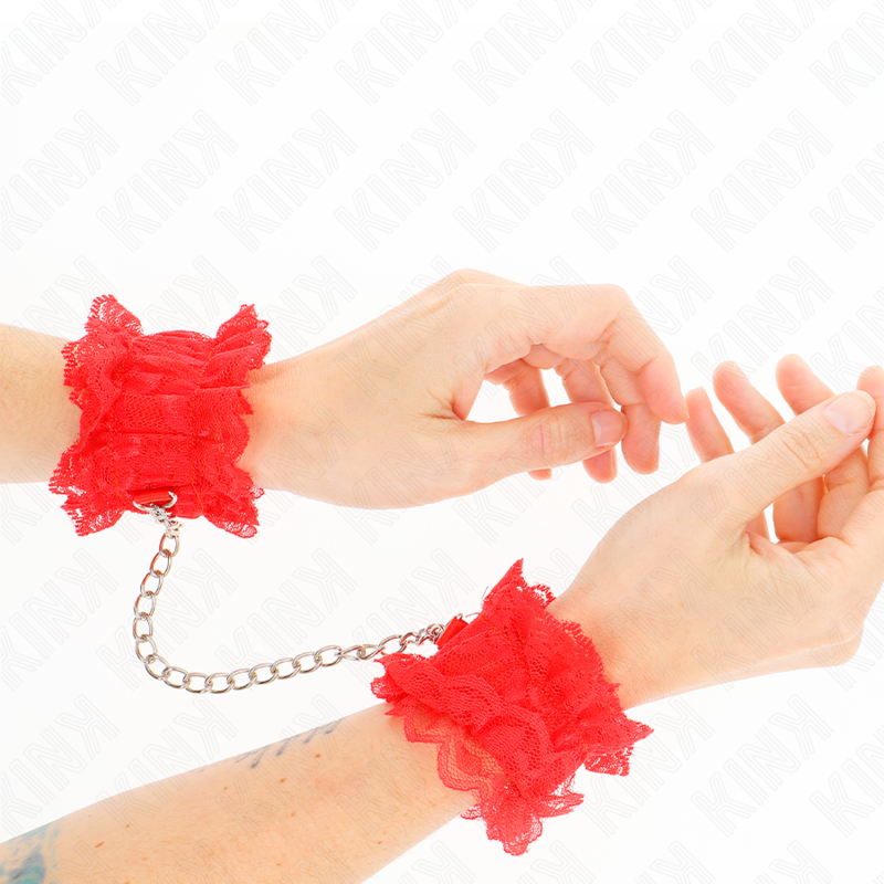 KINK - ELASTISCHE HANDGELENKSFESSELN AUS SPITZE ROT – Bild 3