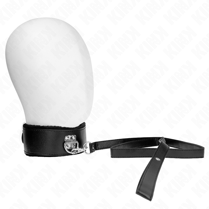 KINK - HALSKETTE MIT LEINE 116 CM MIT SILBERNEN NIETEN MODELL 4 SCHWARZ VERSTELLBAR 40-48 CM X 6 CM – Bild 2