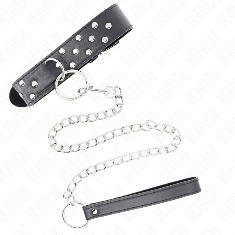 KINK - RING NIETEN BAND HALSKETTE MIT GÜRTEL 65 CM SCHWARZ VERSTELLBAR 36-50 CM X 3,8 CM – Bild 4