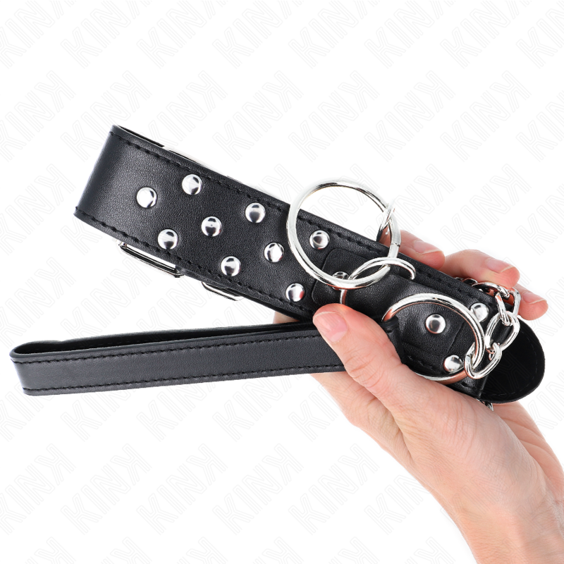 KINK - RING NIETEN BAND HALSKETTE MIT GÜRTEL 65 CM SCHWARZ VERSTELLBAR 36-50 CM X 3,8 CM – Bild 5